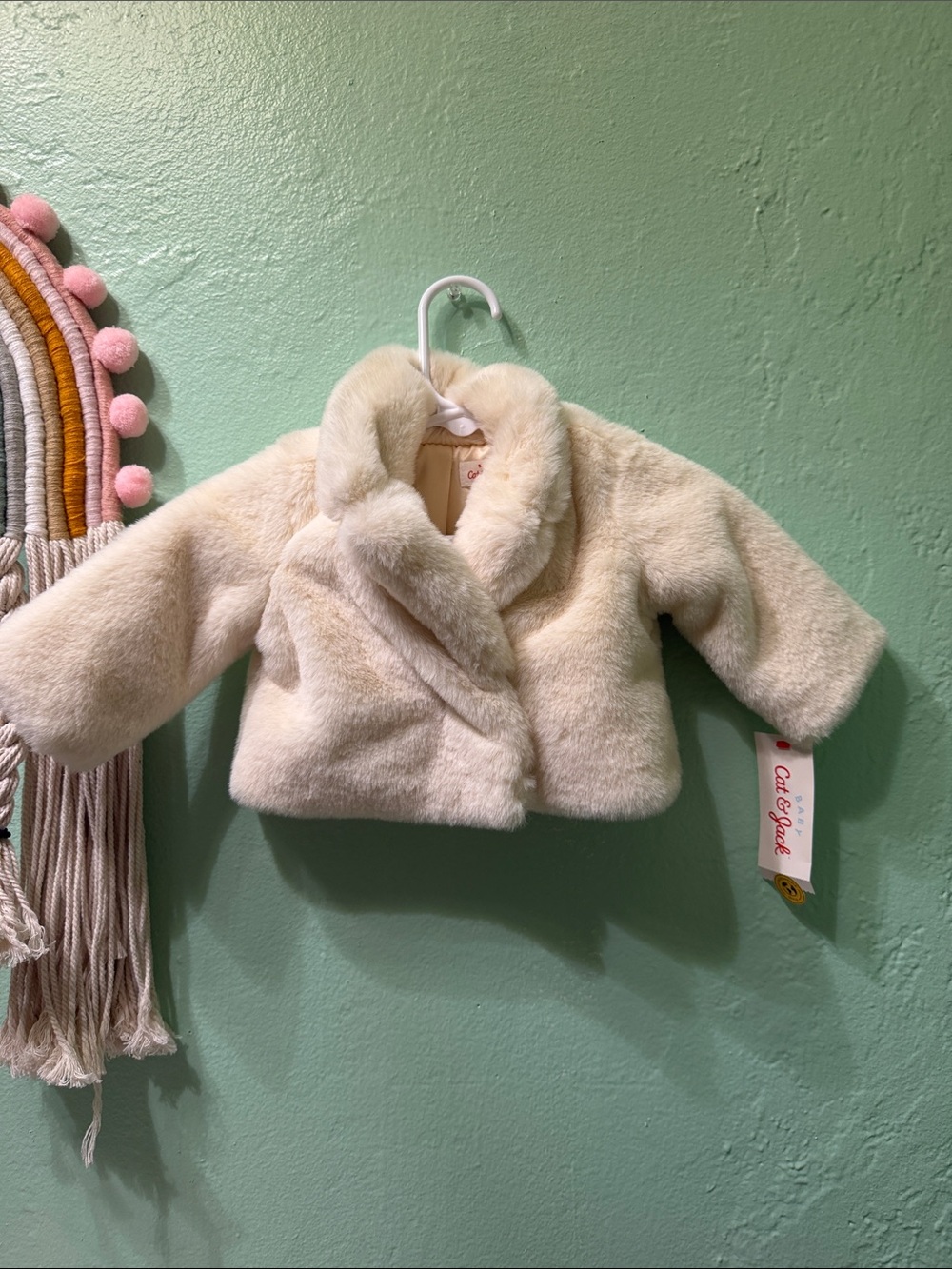 NWT Cat and Jack Cream Faux Fur Baby Jacket